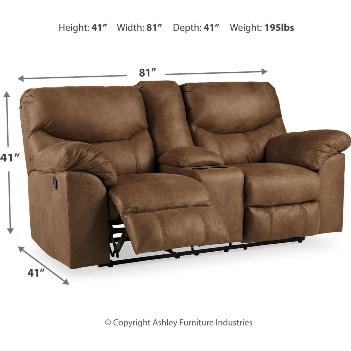 Causeuse inclinable Boxberg avec console - Écorce