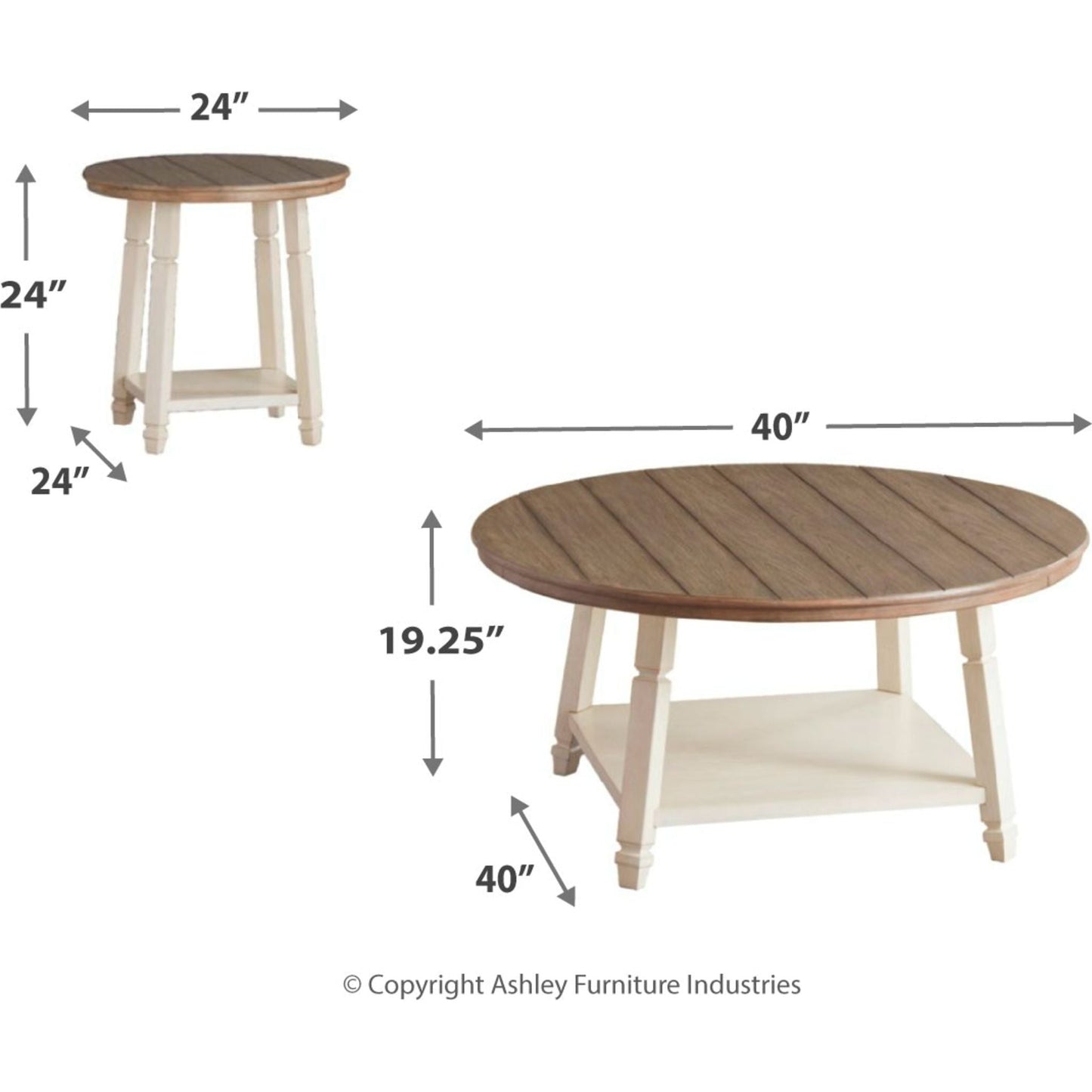 Lot de 3 tables Bolanbrook - Bicolore