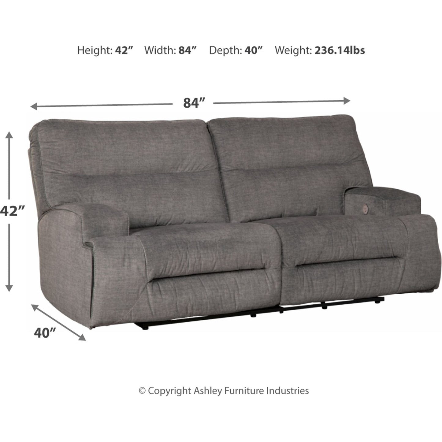 Canapé inclinable électrique Coombs - Anthracite