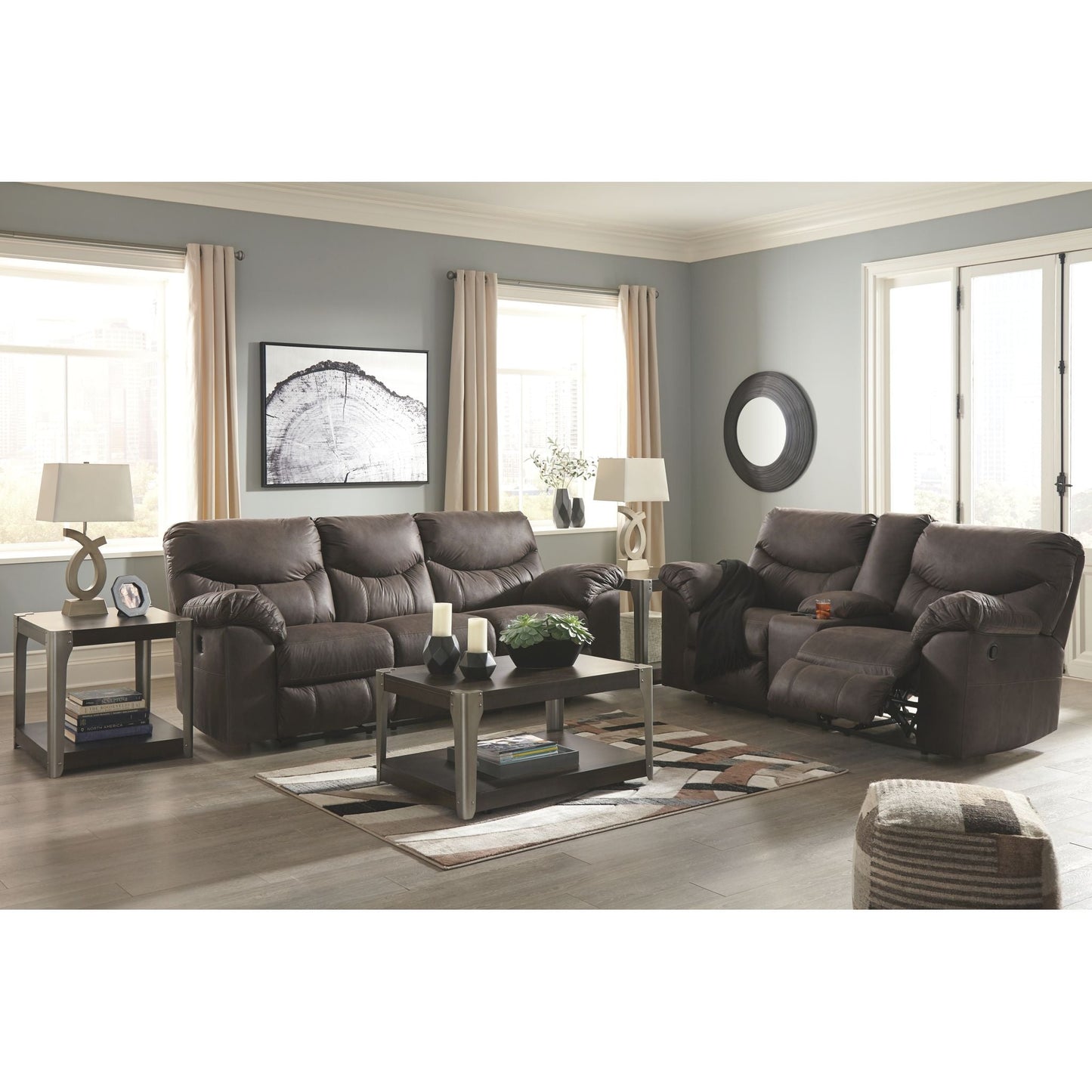 Causeuse inclinable Boxberg avec console - Teck