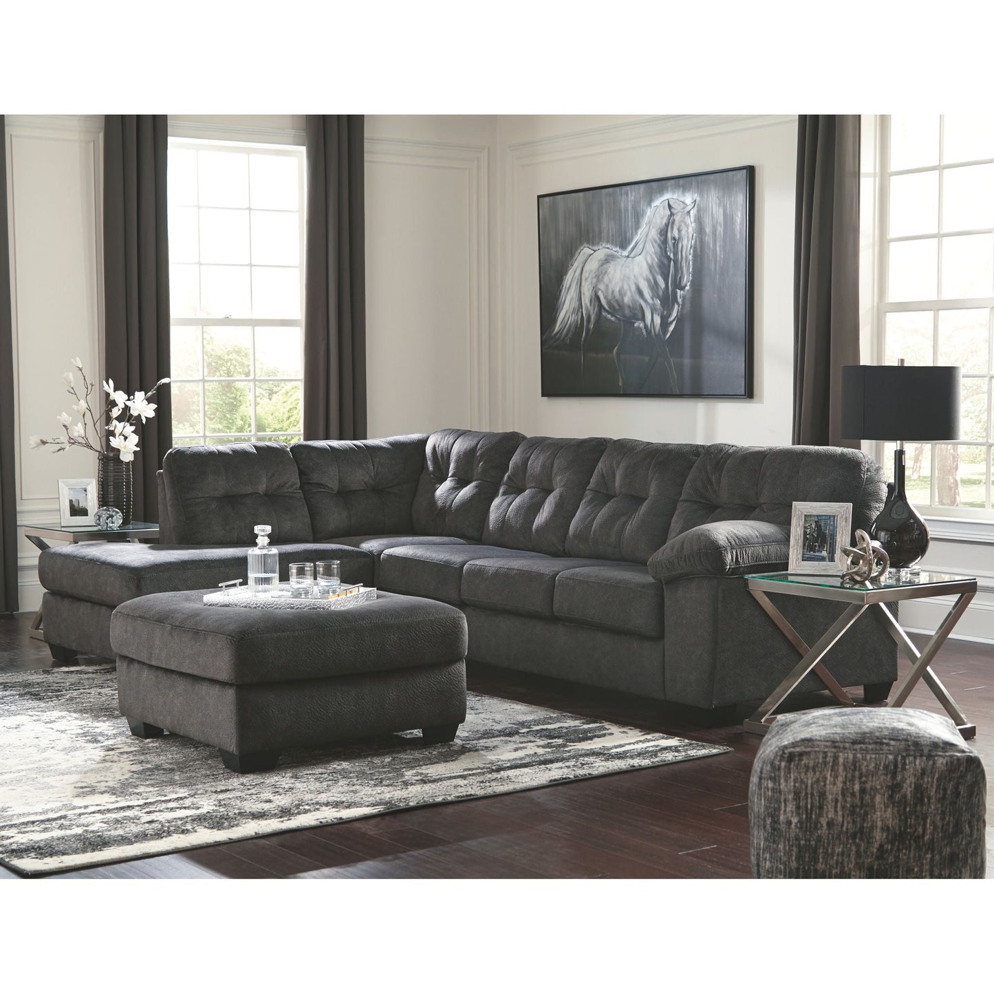 Pouf d'appoint surdimensionné Accrington - Granit