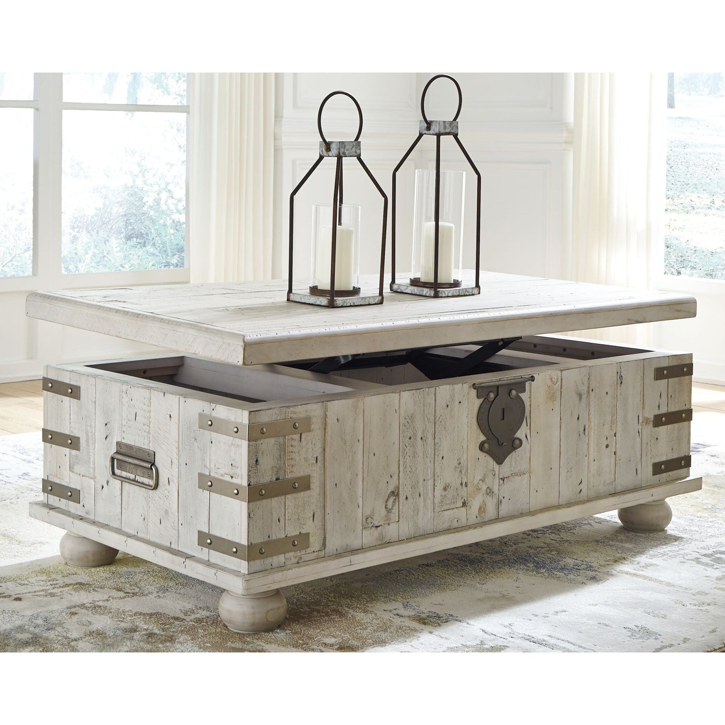 Table basse Carynhurst - Blanc délavé gris