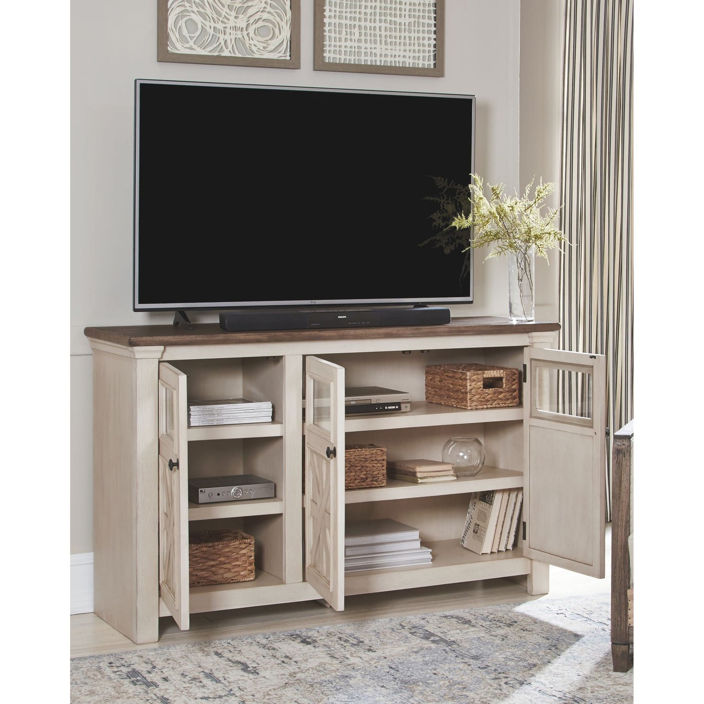 Meuble TV Bolanburg - Blanc/Gris patiné