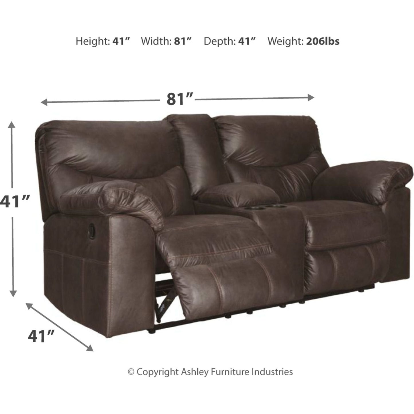 Causeuse inclinable Boxberg avec console - Teck