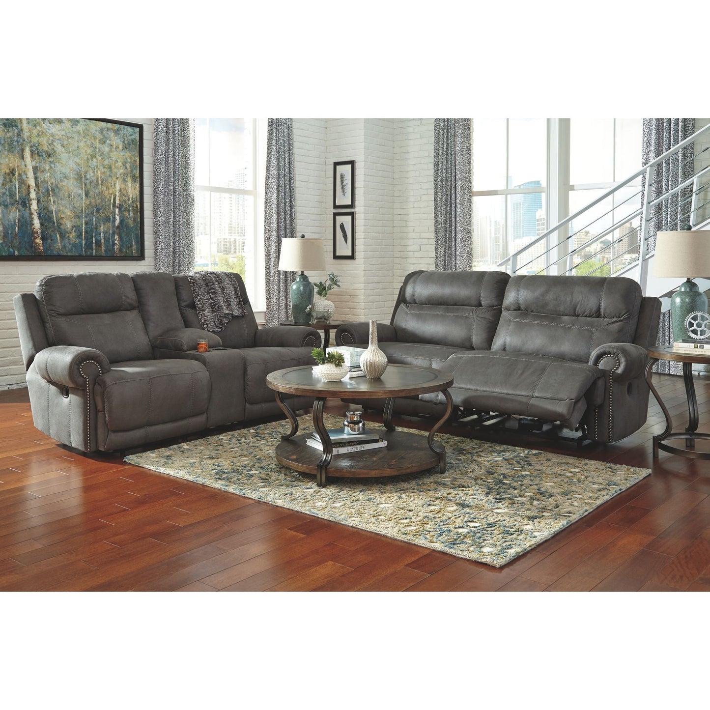 Causeuse inclinable austère avec console - Gris