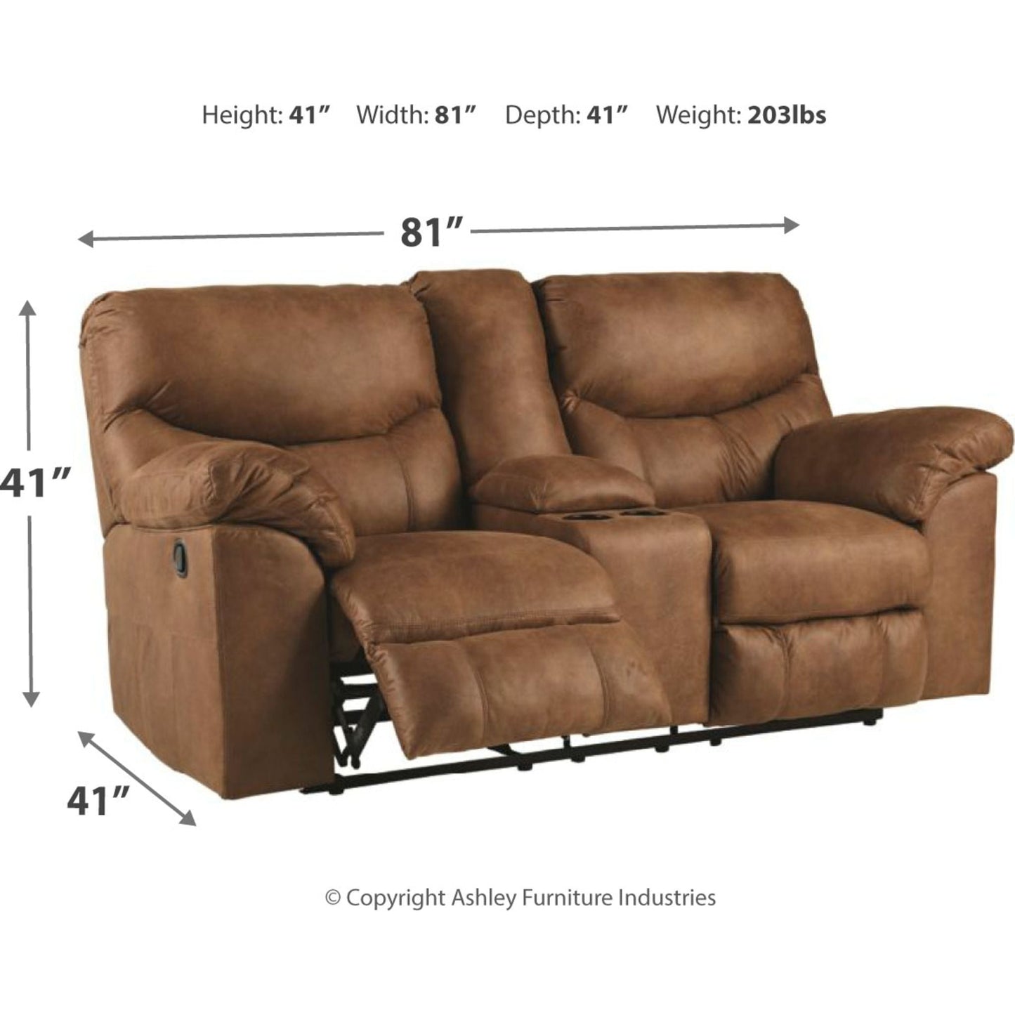 Causeuse inclinable Boxberg avec console - Écorce