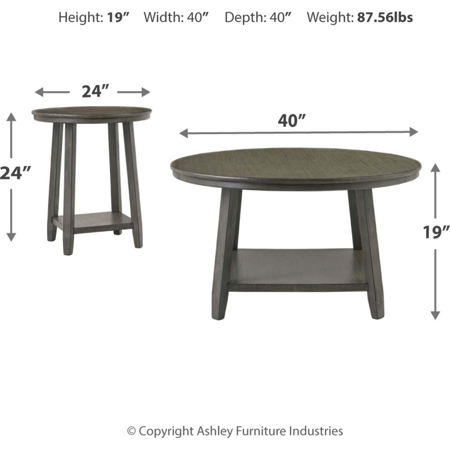 Tables Caitbrook (lot de 3) - Gris
