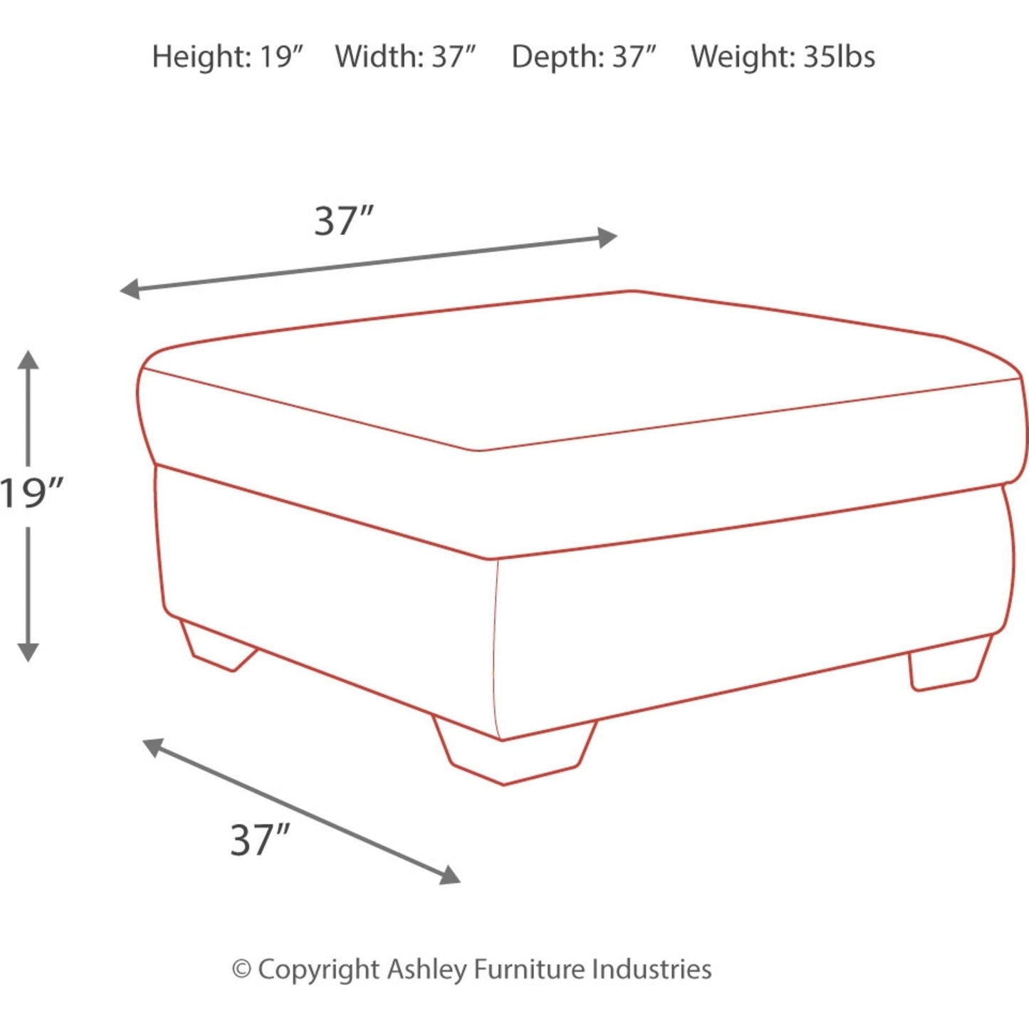 Pouf d'appoint surdimensionné Accrington - Granit