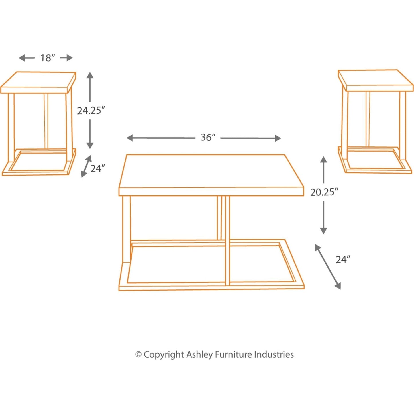 Tables Airdon (lot de 3) - Bronze