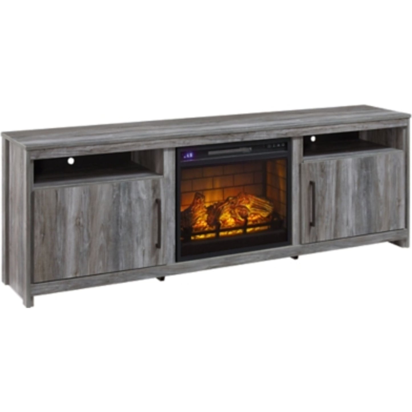 Meuble TV Baystorm avec cheminée - Gris