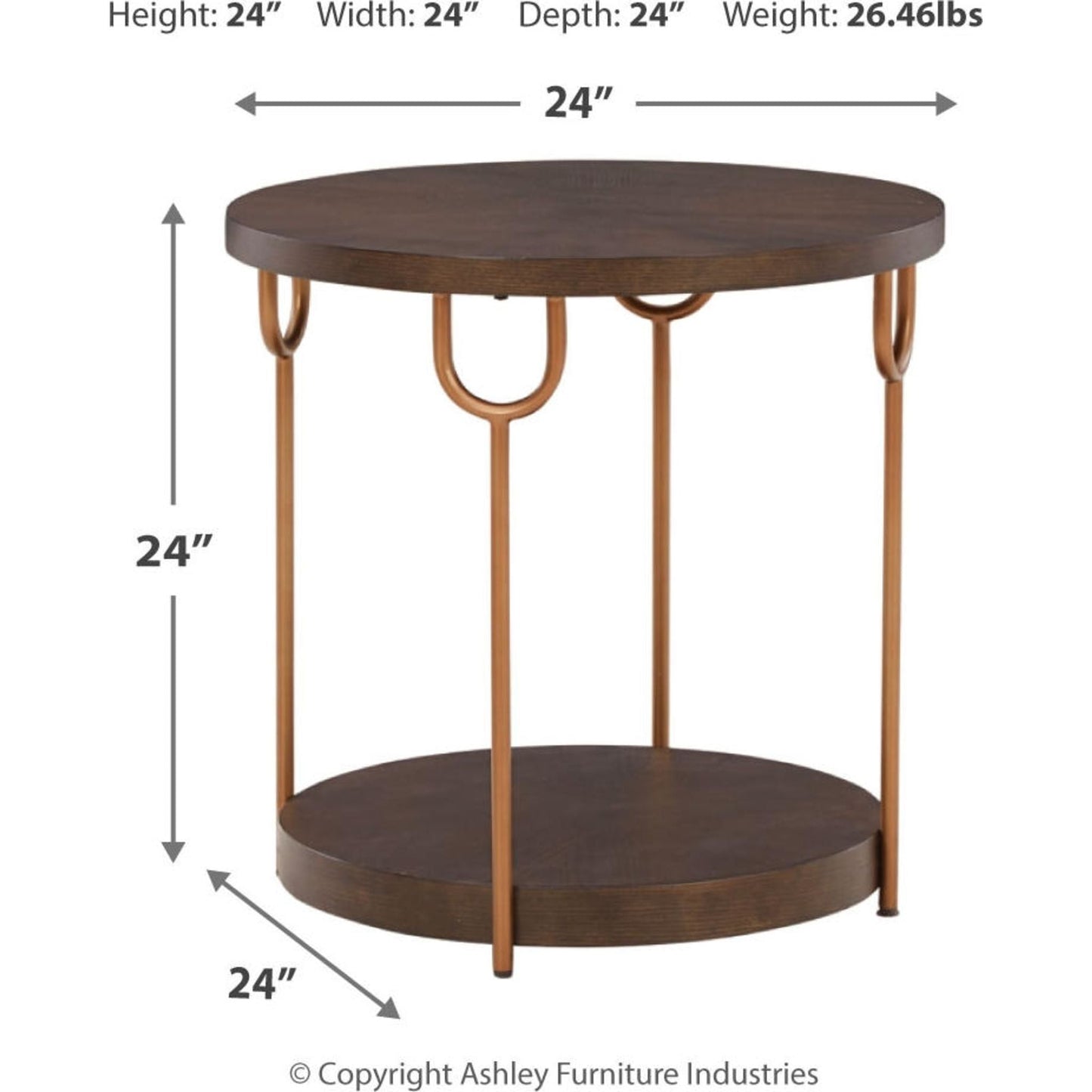 Table d'appoint Brazburn - Finition marron foncé/doré