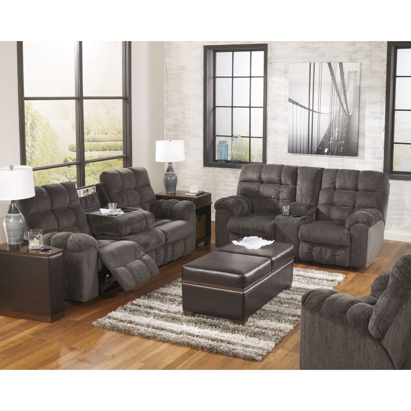 Causeuse inclinable avec console Acieona - Ardoise