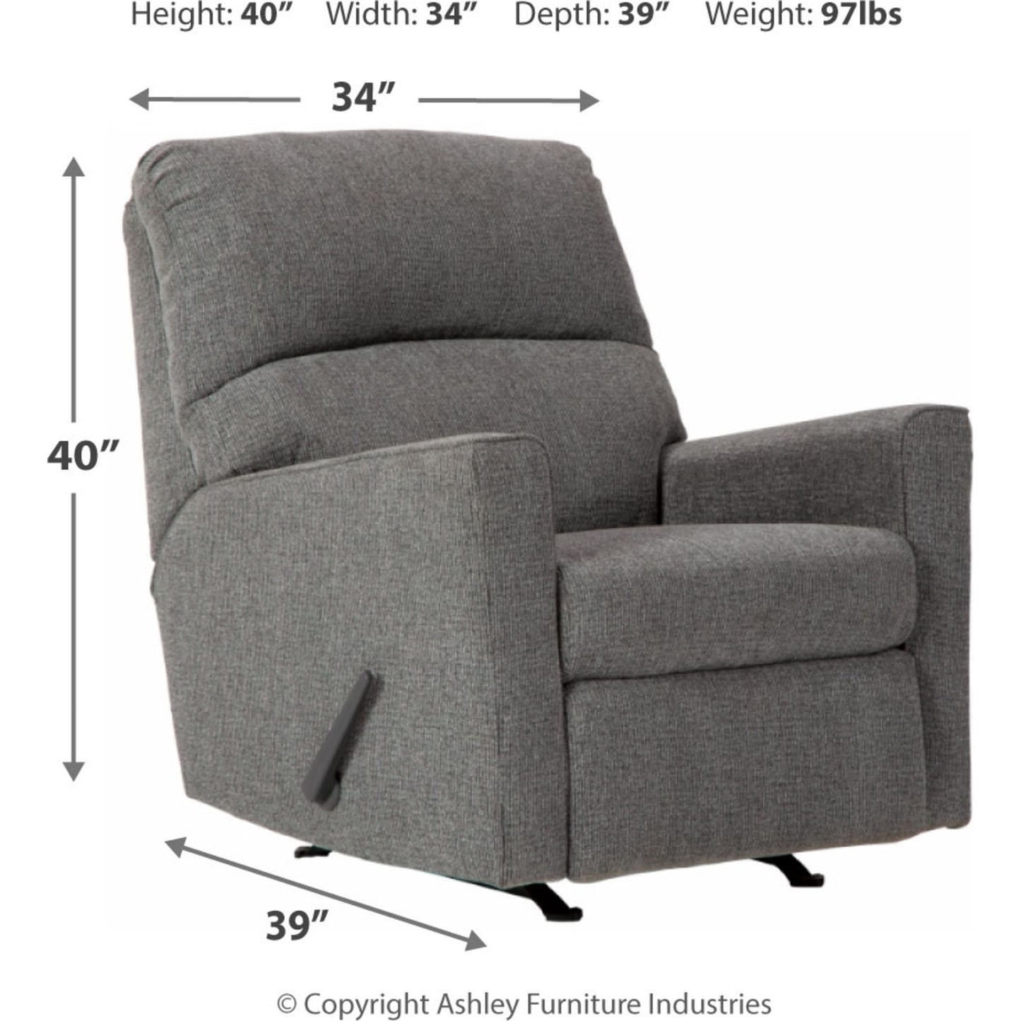 Fauteuil inclinable à bascule Dalhart - Anthracite
