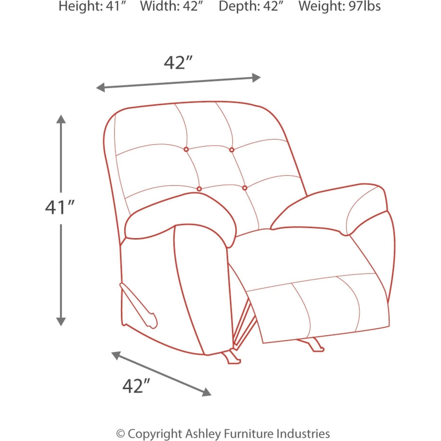 Fauteuil inclinable à bascule Accrington - Granit