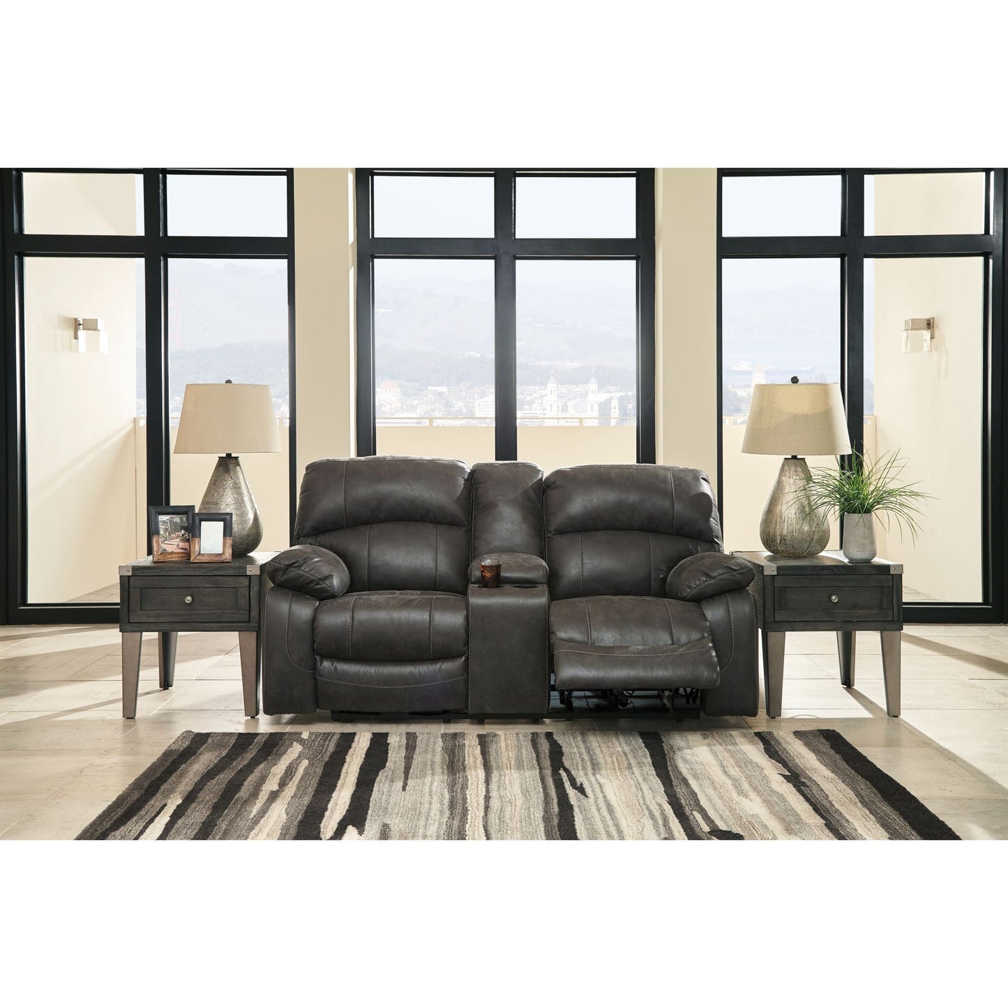 Causeuse inclinable électrique Dunwell avec console - Acier