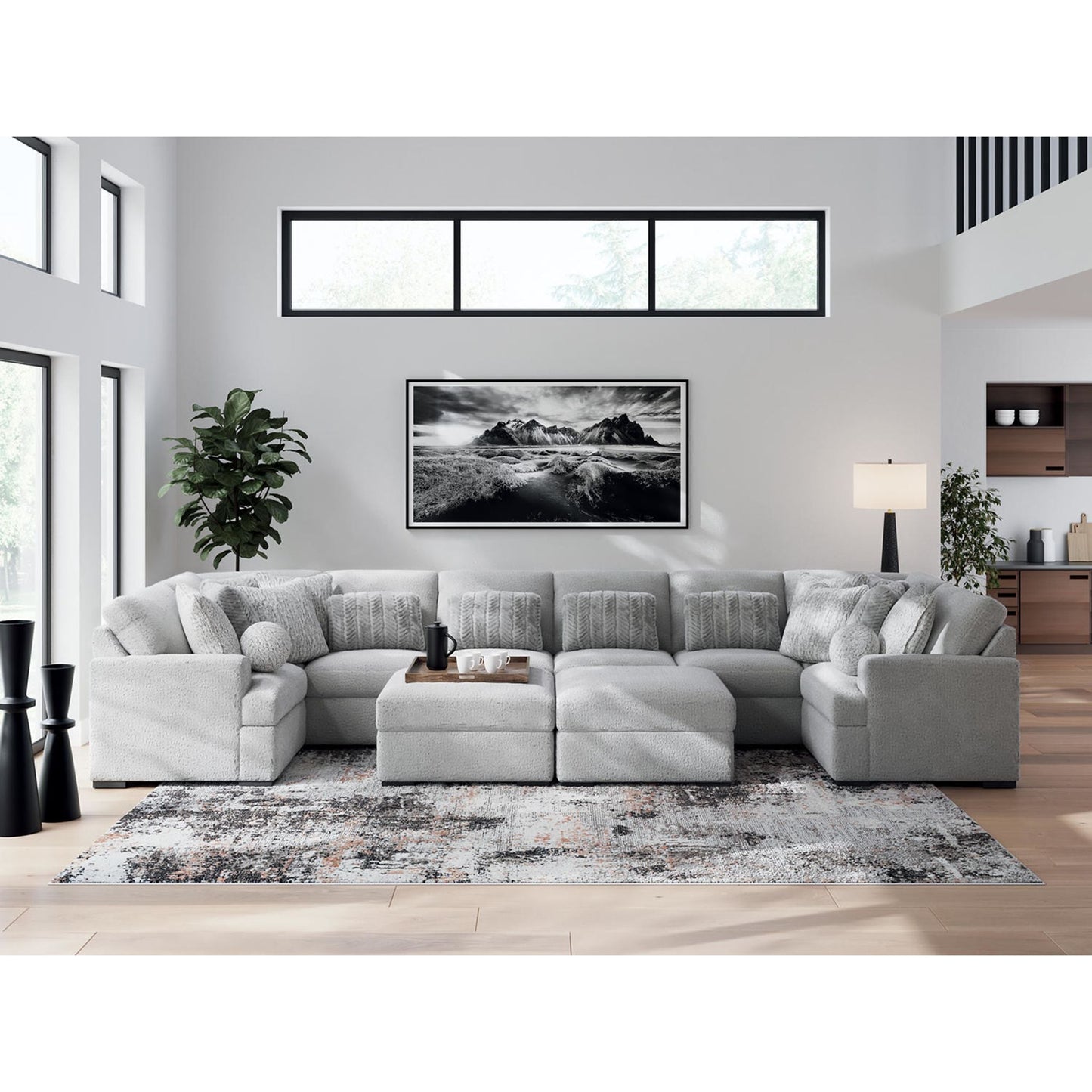 Canapé modulable Cuddle Plush 8 pièces avec poufs - Arctic