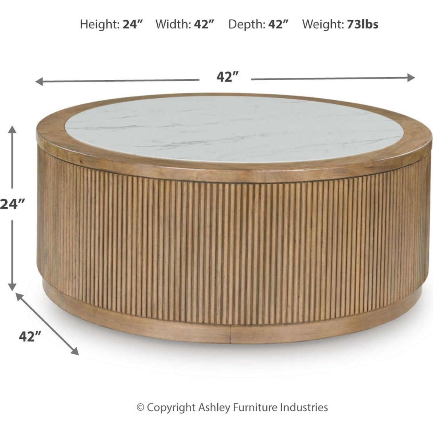 Table basse Camdill - Marron clair/blanc