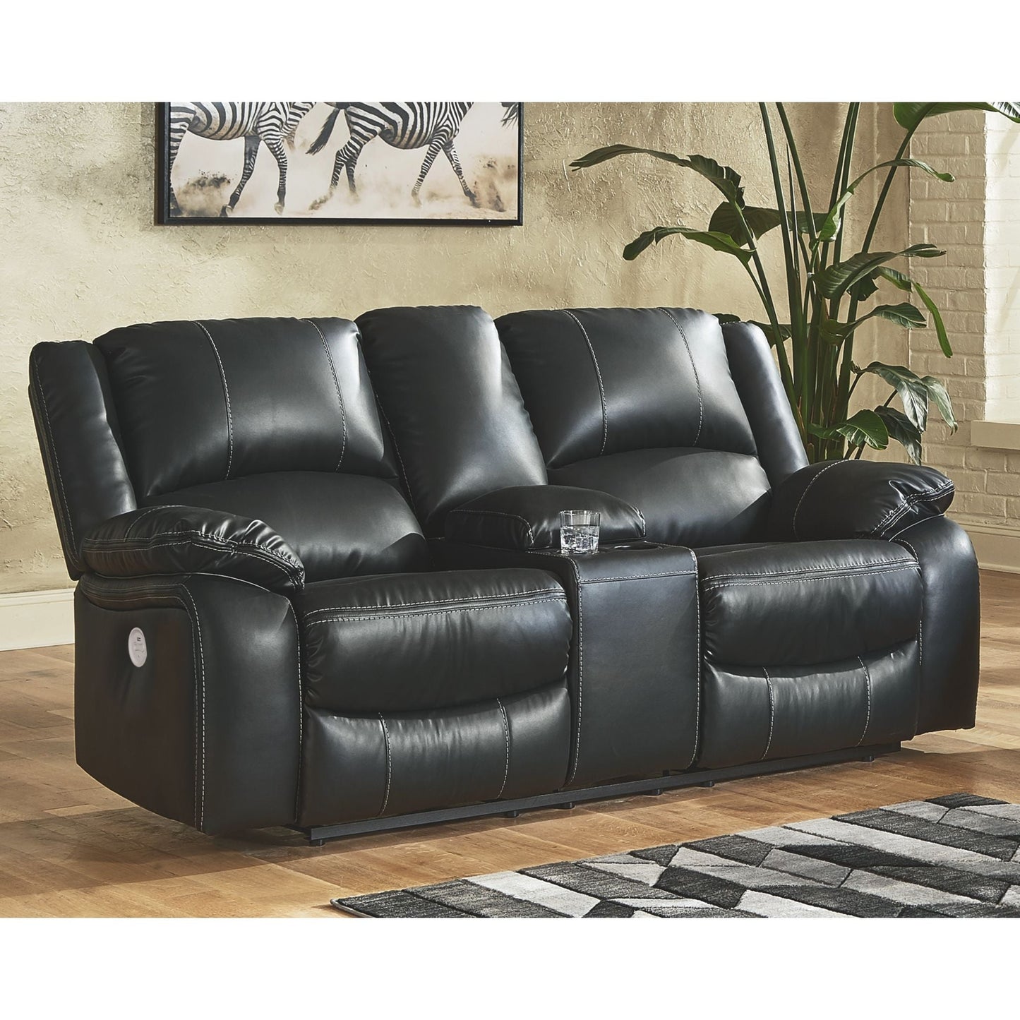 Causeuse inclinable électrique avec console Calderwell - Noir
