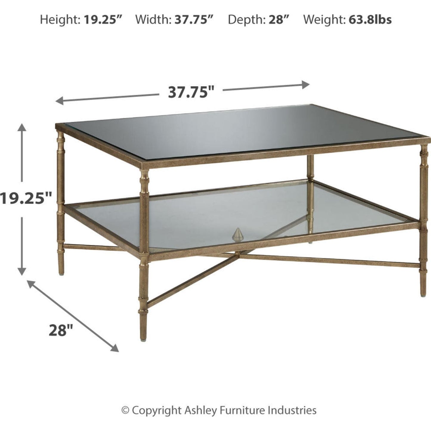 Table basse Cloverty - Finition or vieilli