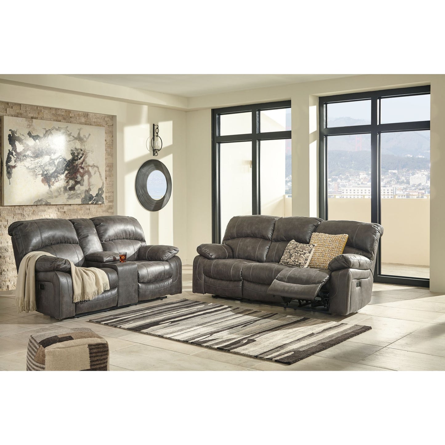 Causeuse inclinable électrique Dunwell avec console - Acier