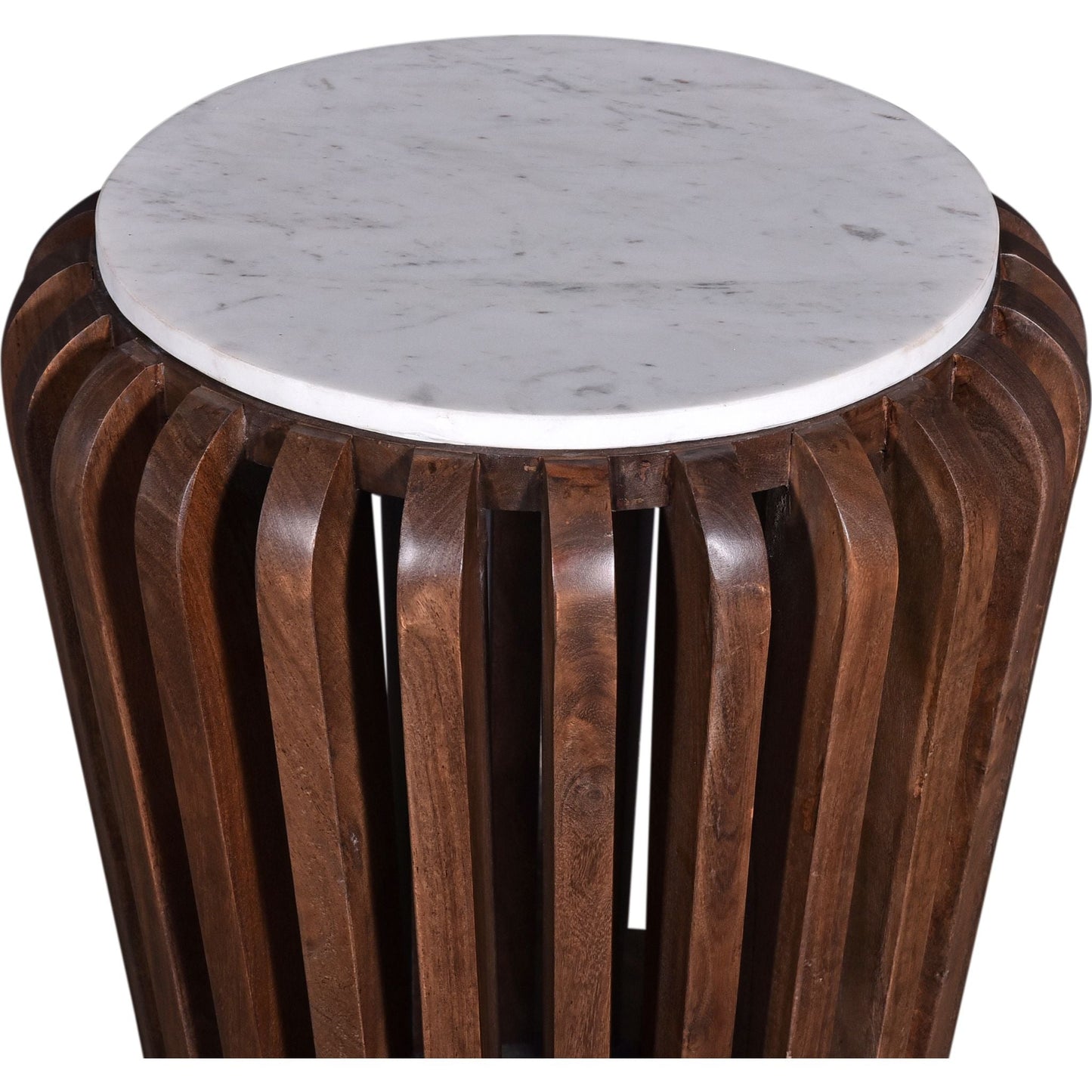 Table d'appoint Alisha - Marbre blanc/marron