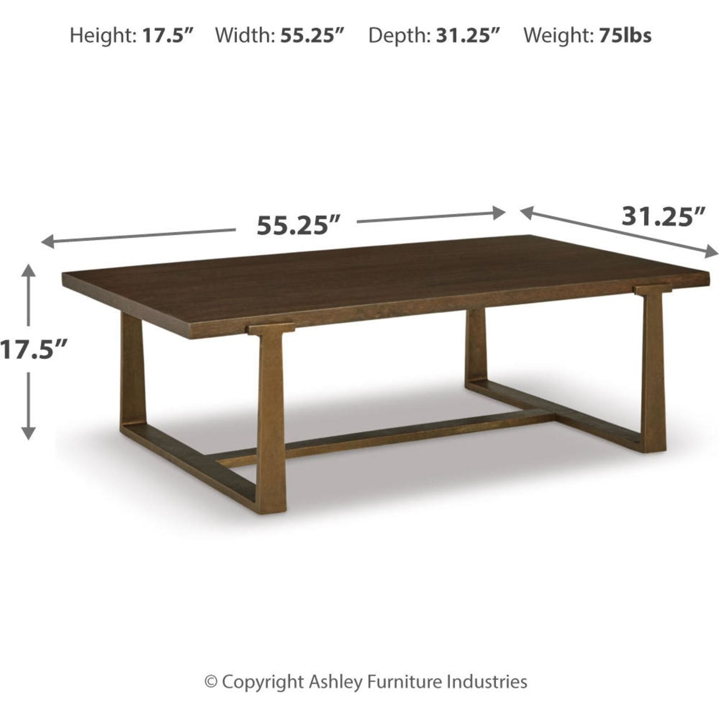 Table basse Balintmore - Finition marron/doré