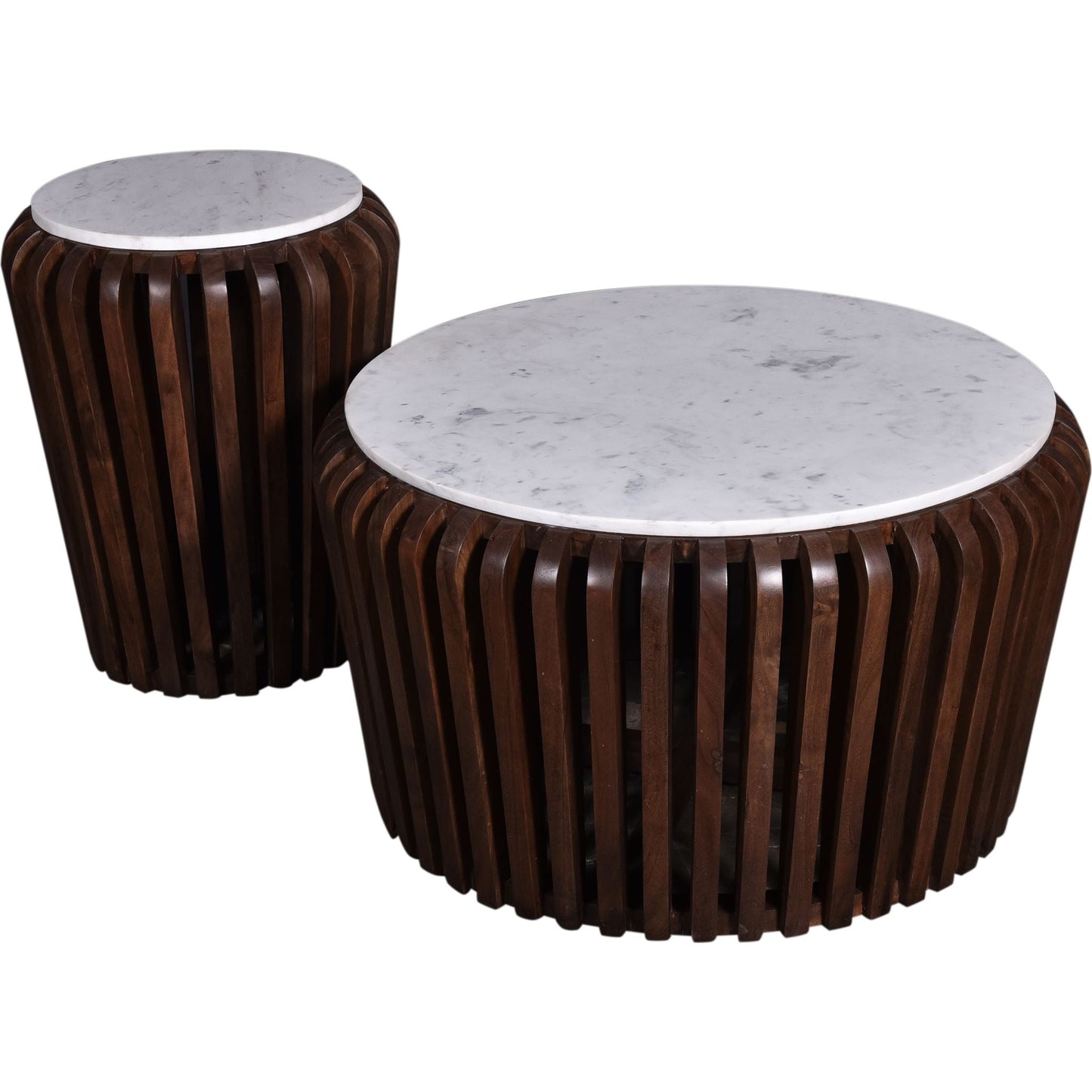 Table basse Alisha - Marbre blanc/marron