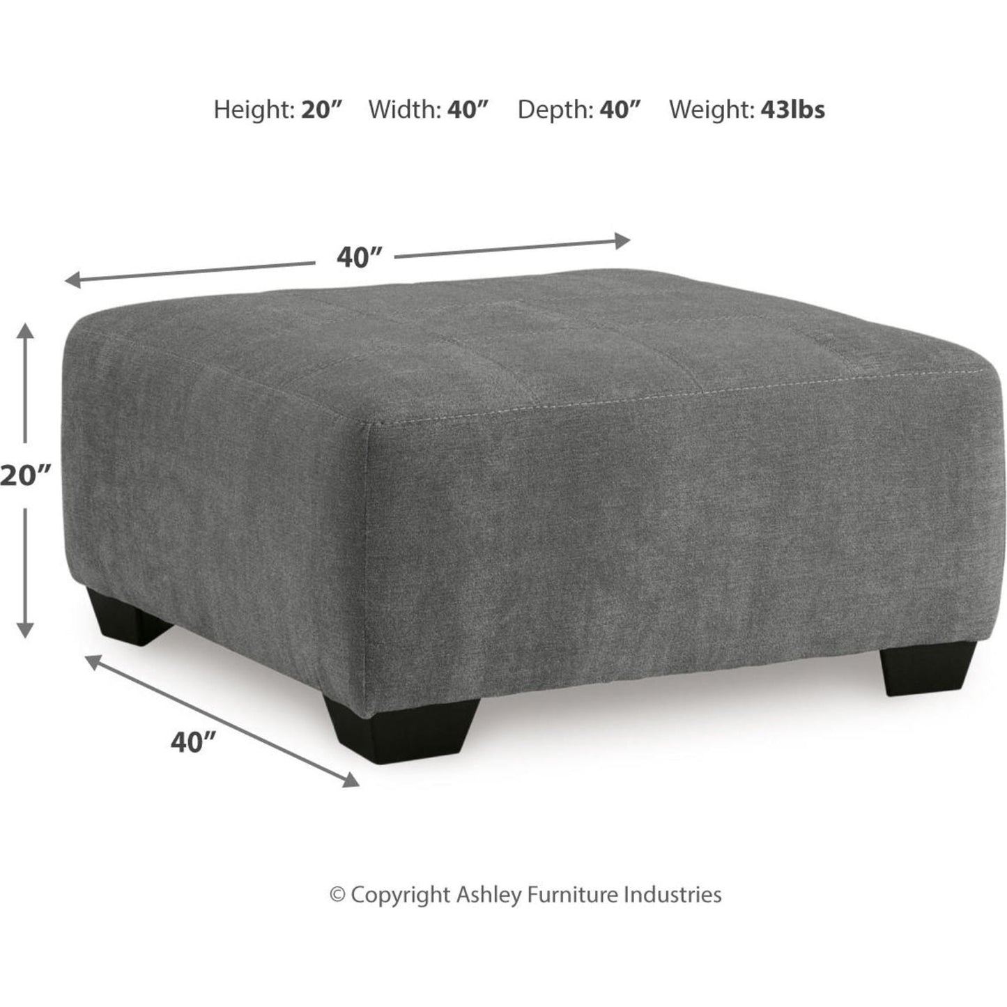 Pouf d'appoint surdimensionné Birkdale Court - Gris