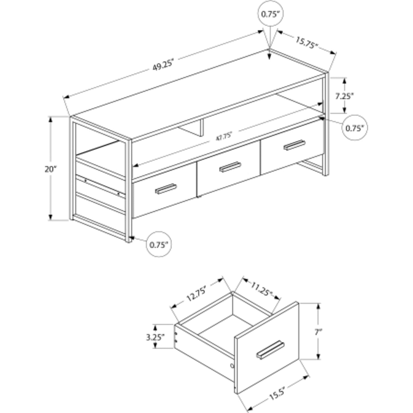 Meuble TV 48 pouces - Taupe foncé