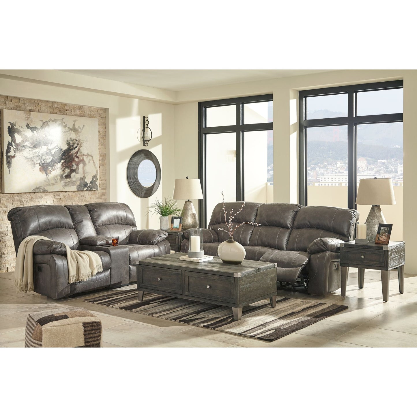 Causeuse inclinable électrique Dunwell avec console - Acier