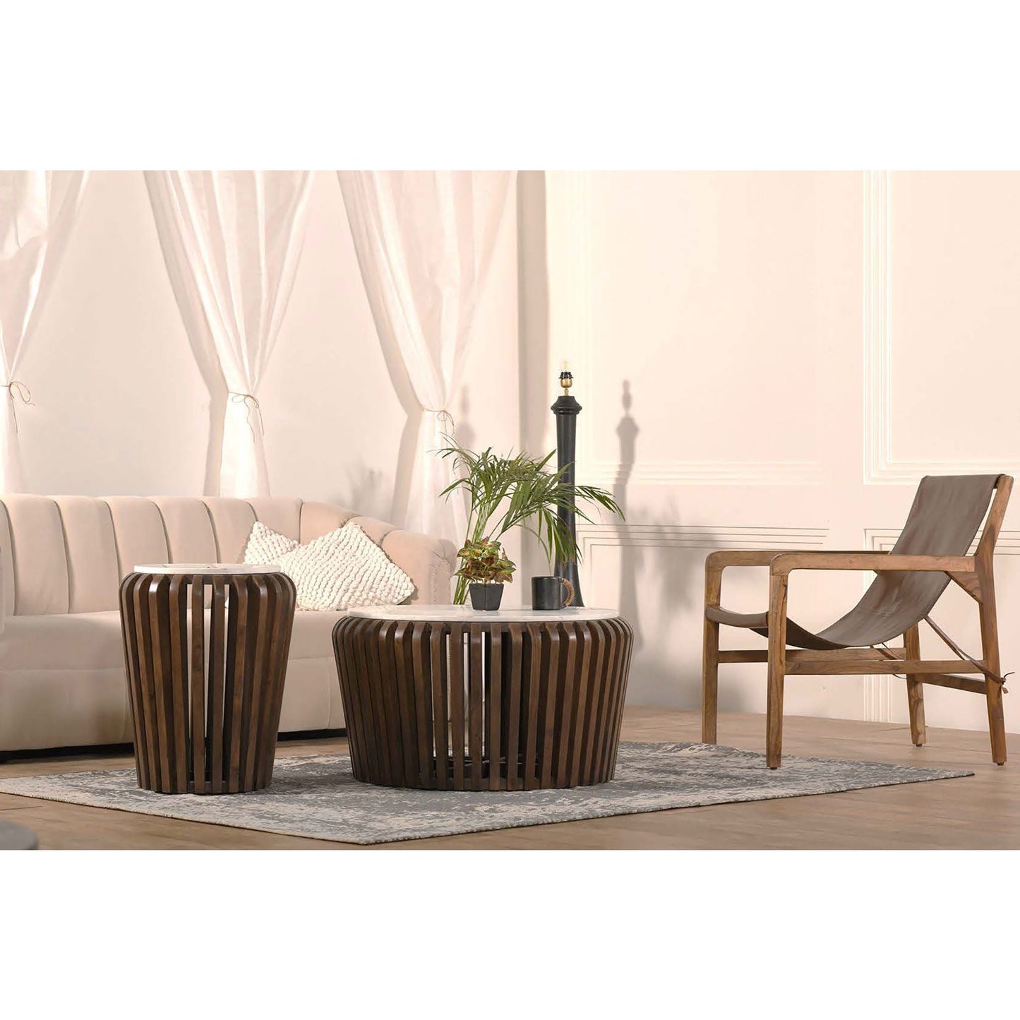 Table basse Alisha - Marbre blanc/marron