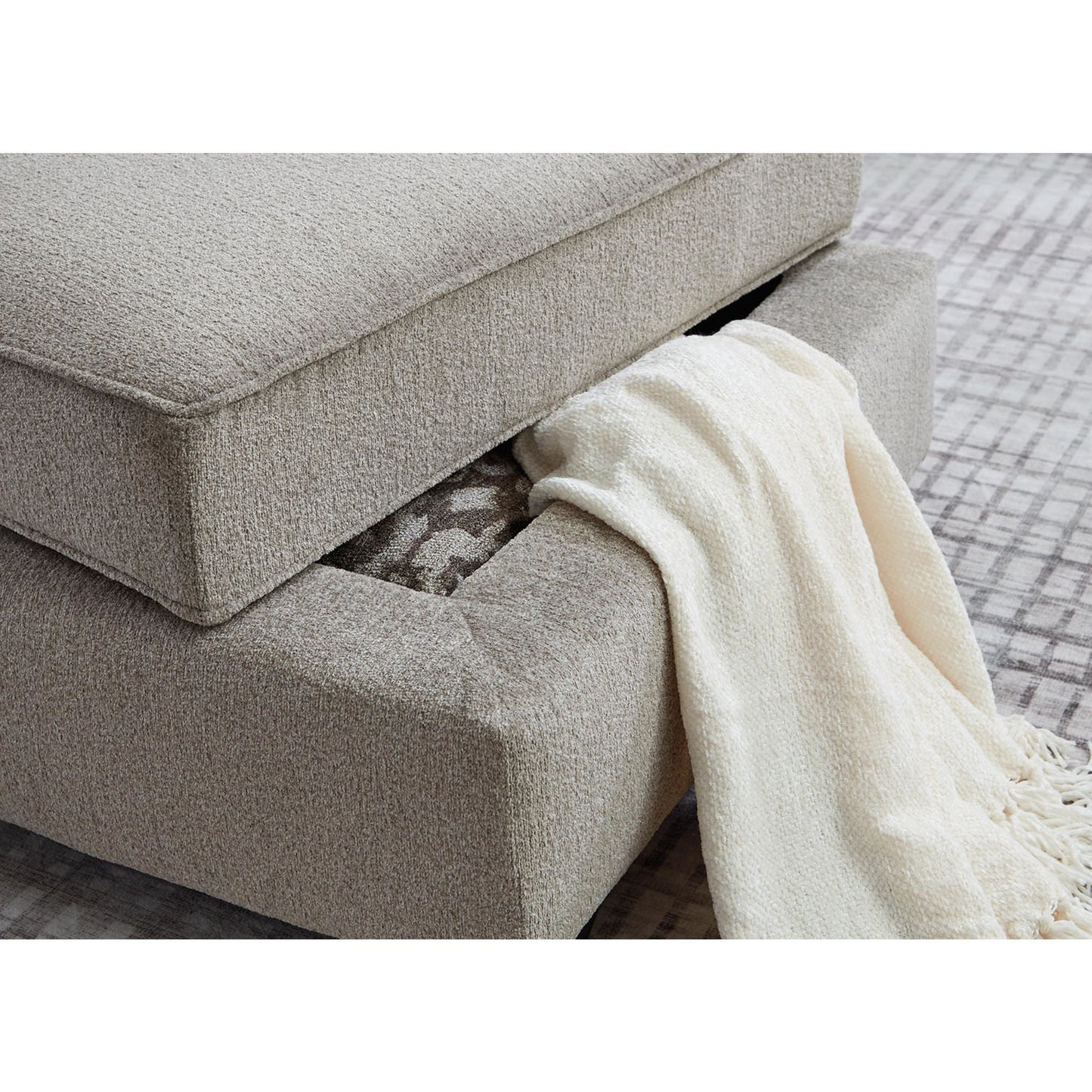 Pouf de rangement Claireah - Terre d'ombre