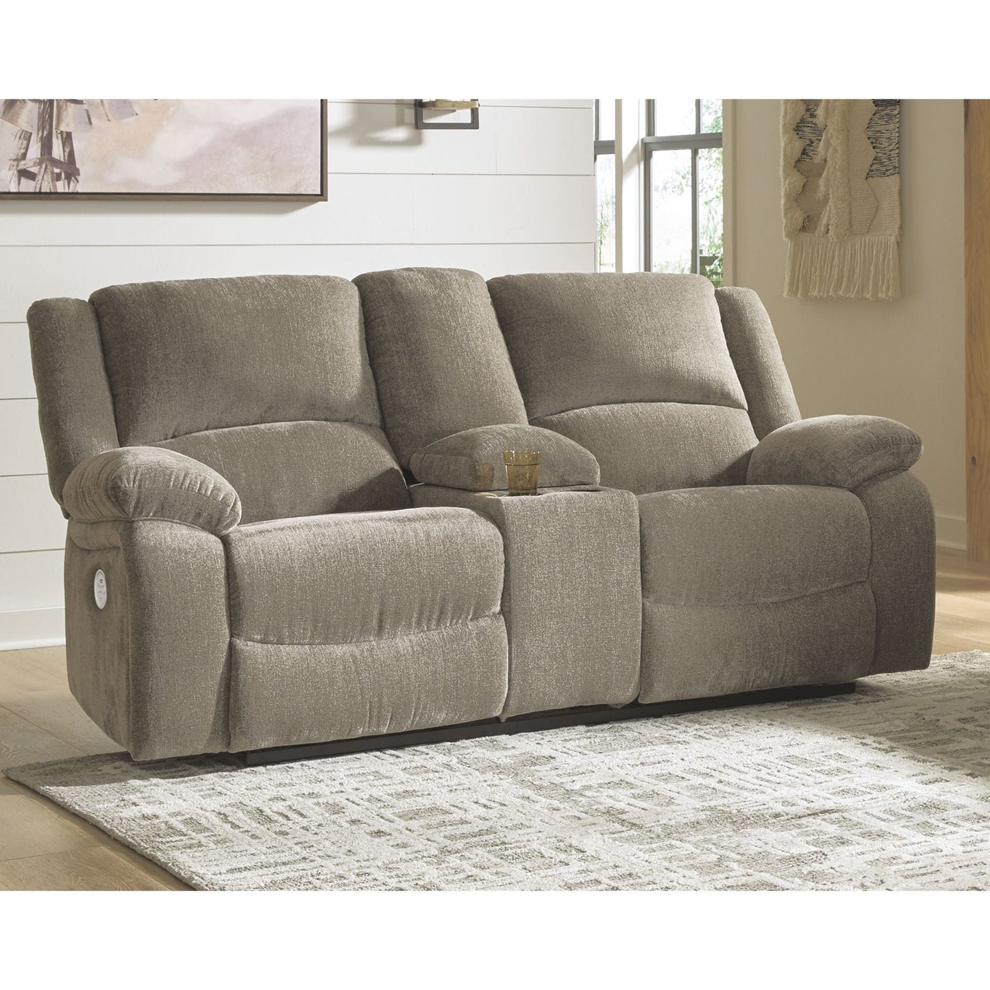 Causeuse inclinable électrique Draycoll avec console - Étain