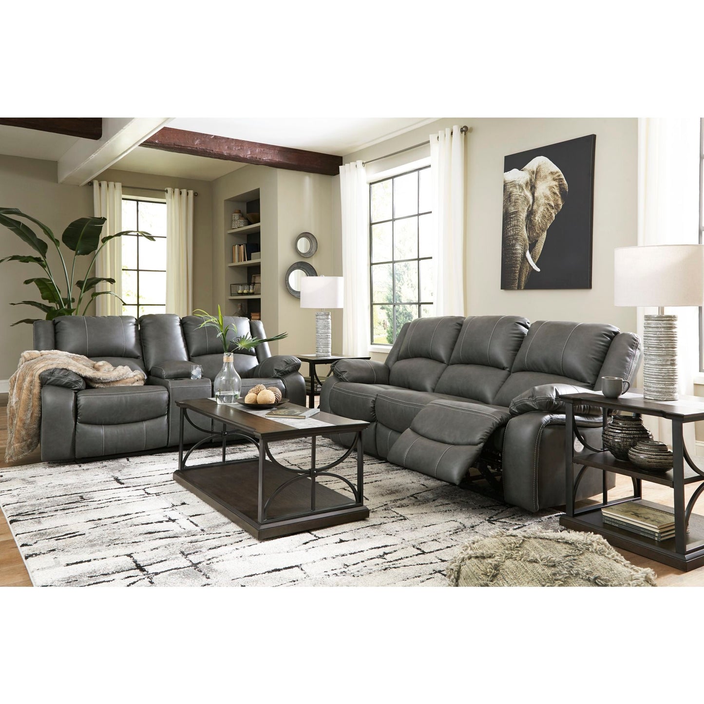 Causeuse inclinable électrique avec console Calderwell - Gris