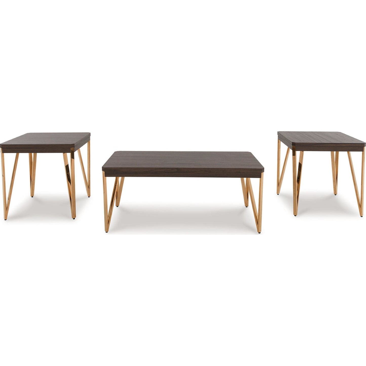 Lot de 3 tables Bandyn - Marron/Champagne