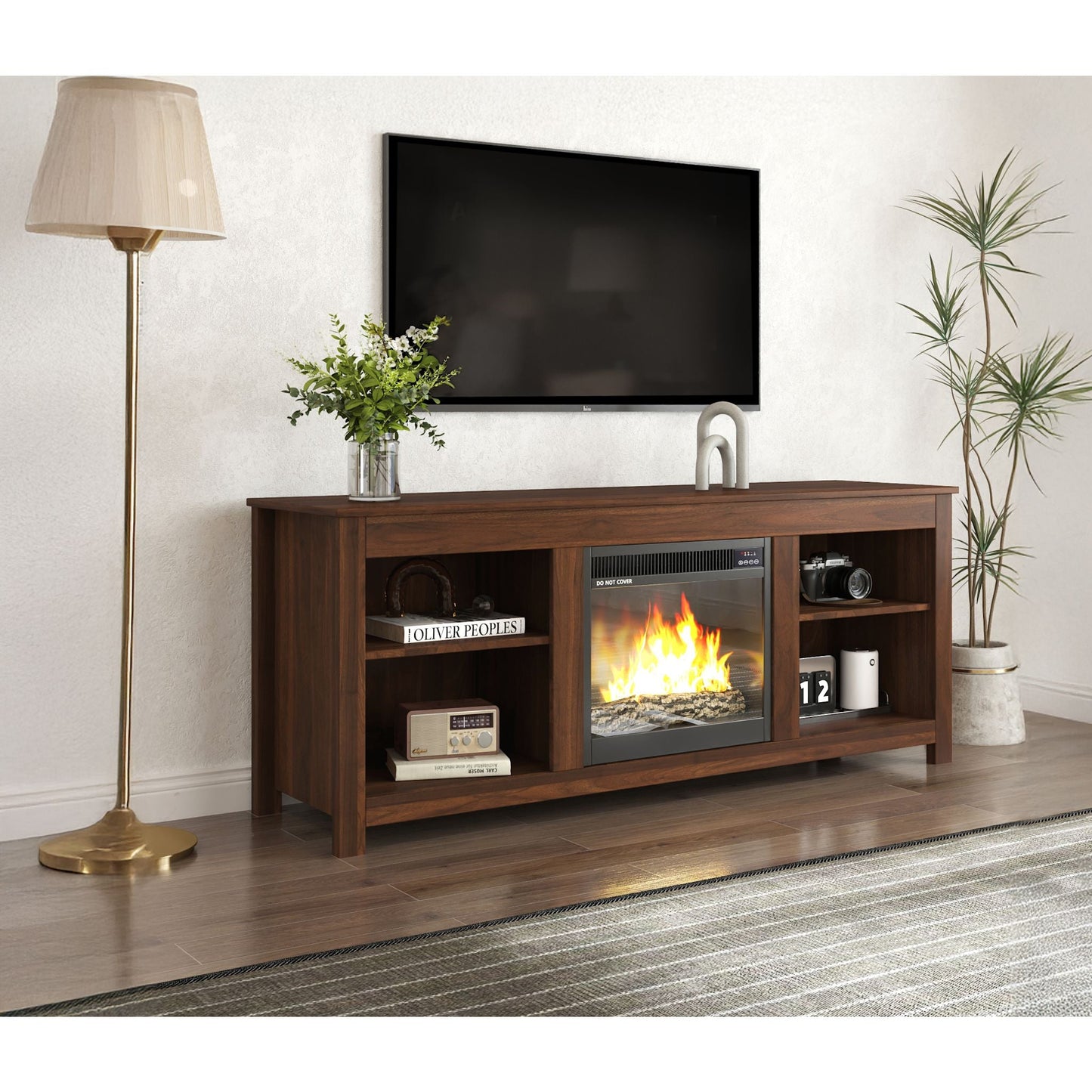 Meuble TV Brenna avec cheminée