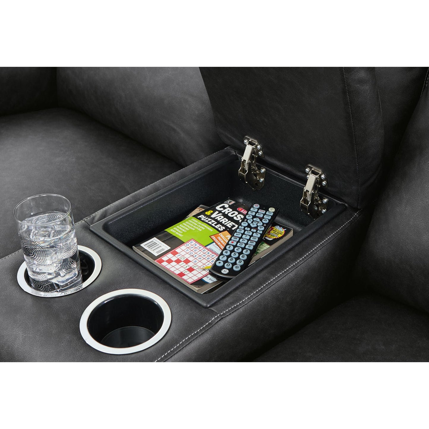 Causeuse inclinable électrique Axtellton avec console - Carbone