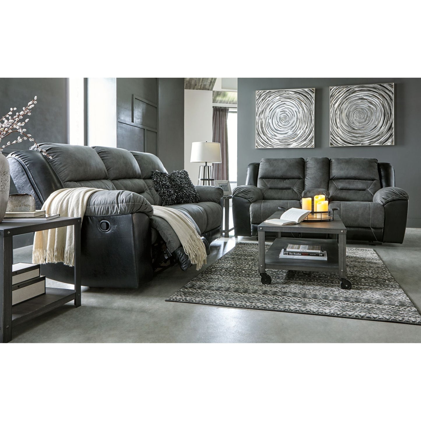 Causeuse inclinable Earhart avec console - Ardoise