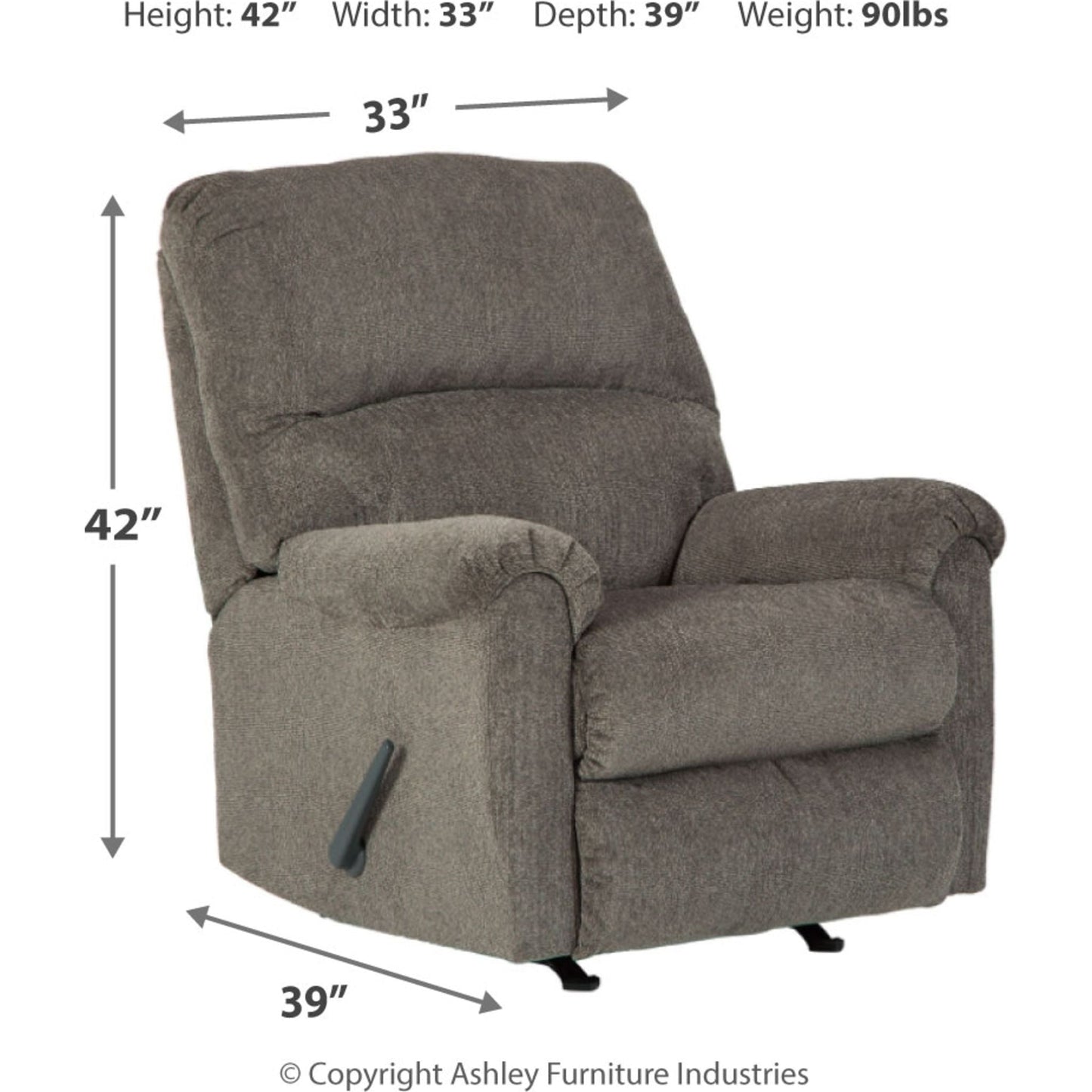 Fauteuil inclinable à bascule Dorsten - ardoise