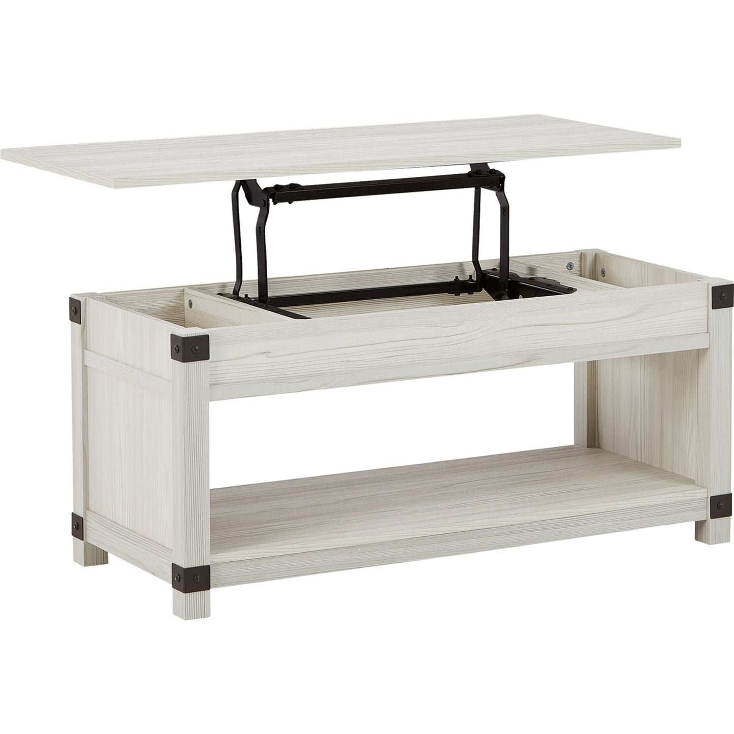 Table basse rectangulaire relevable Bayflynn - Blanchi à la chaux