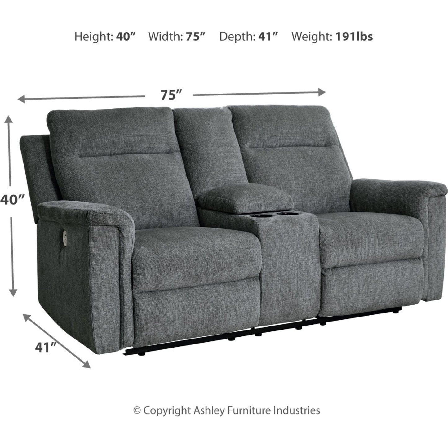 Causeuse inclinable électrique Barnsana avec console