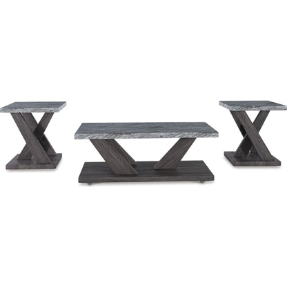 Lot de 3 tables Bensonale - Marron/Gris