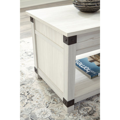Table basse rectangulaire relevable Bayflynn - Blanchi à la chaux
