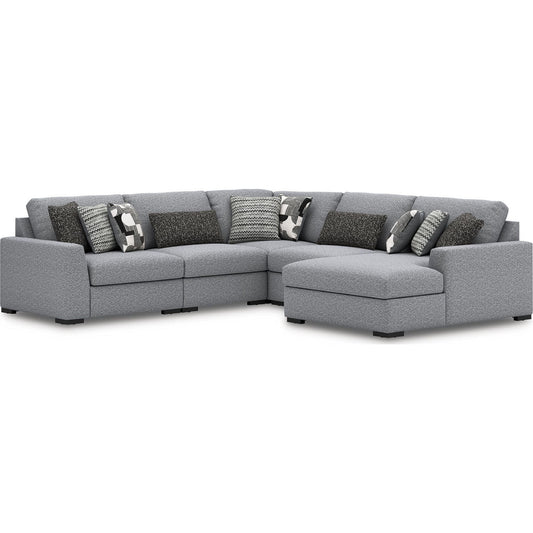 Canapé modulable Bealton 5 pièces avec méridienne - Sel et poivre