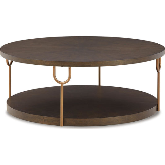 Table basse Brazburn - Finition marron foncé/doré