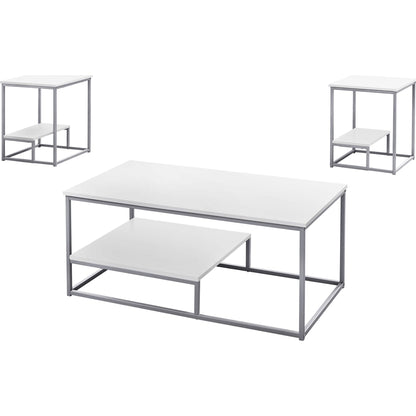 Lot de 3 tables Arianna - Blanc/Argent