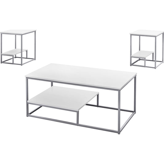 Lot de 3 tables Arianna - Blanc/Argent