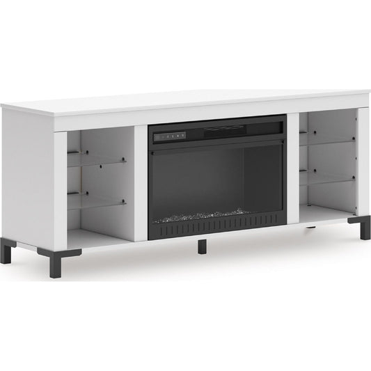 Meuble TV Brollevi avec cheminée - Blanc