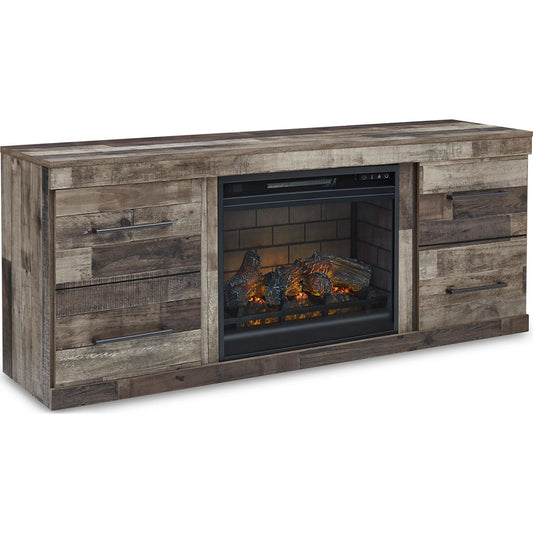 Meuble TV Derekson avec cheminée - Gris multi