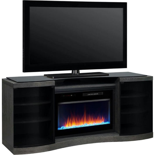 Console Acton avec cheminée - Anthracite argenté